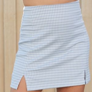 Brandy Melville blue plaid double slit mini skirt